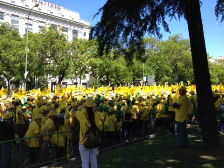 foto de la marea amarilla recorriendo las calles de Madrid